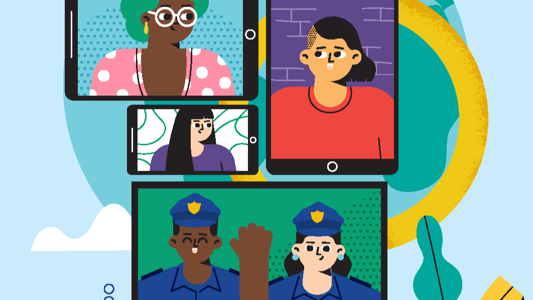 A illustration of an online meeting.