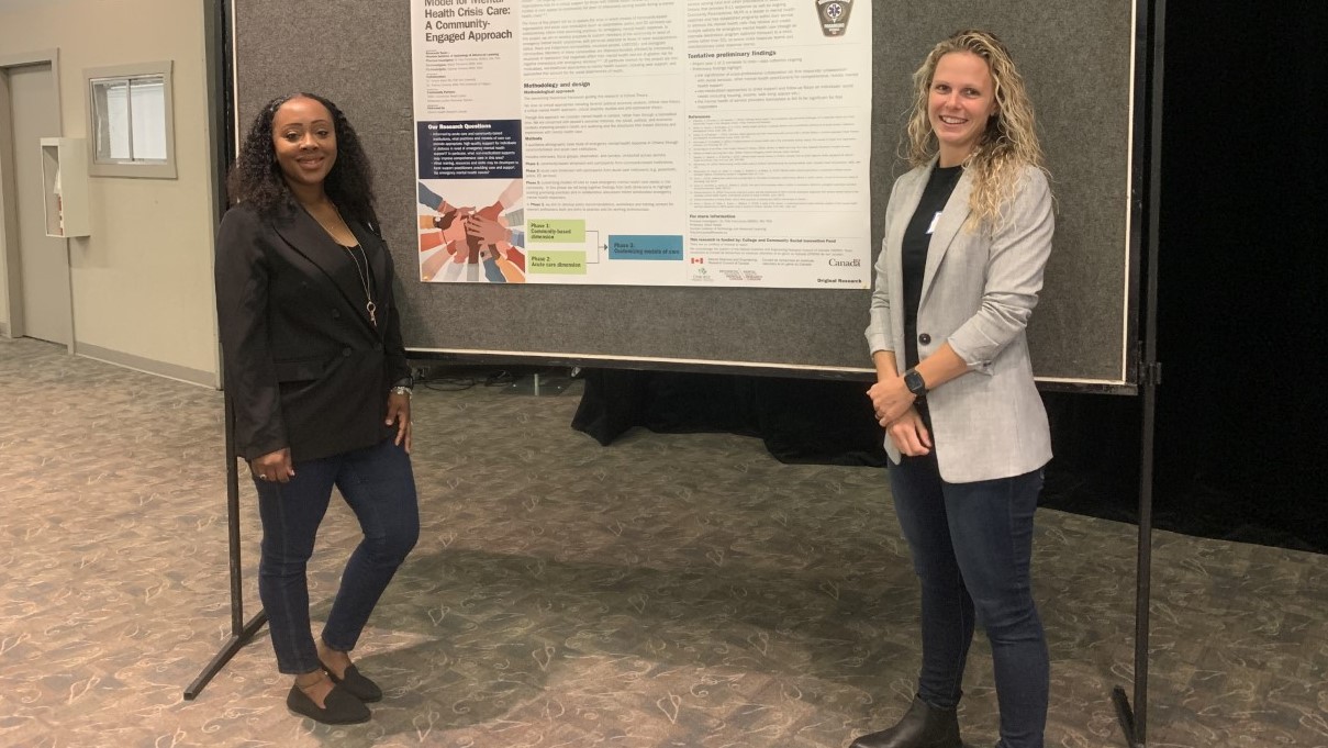 Project leads Polly Ford-Jones and Sheryl Thompson presenting the research’s preliminary findings at the Paramedicine Across Canada Expo Pre-Conference research day in Saskatoon, SK in September 2022. 